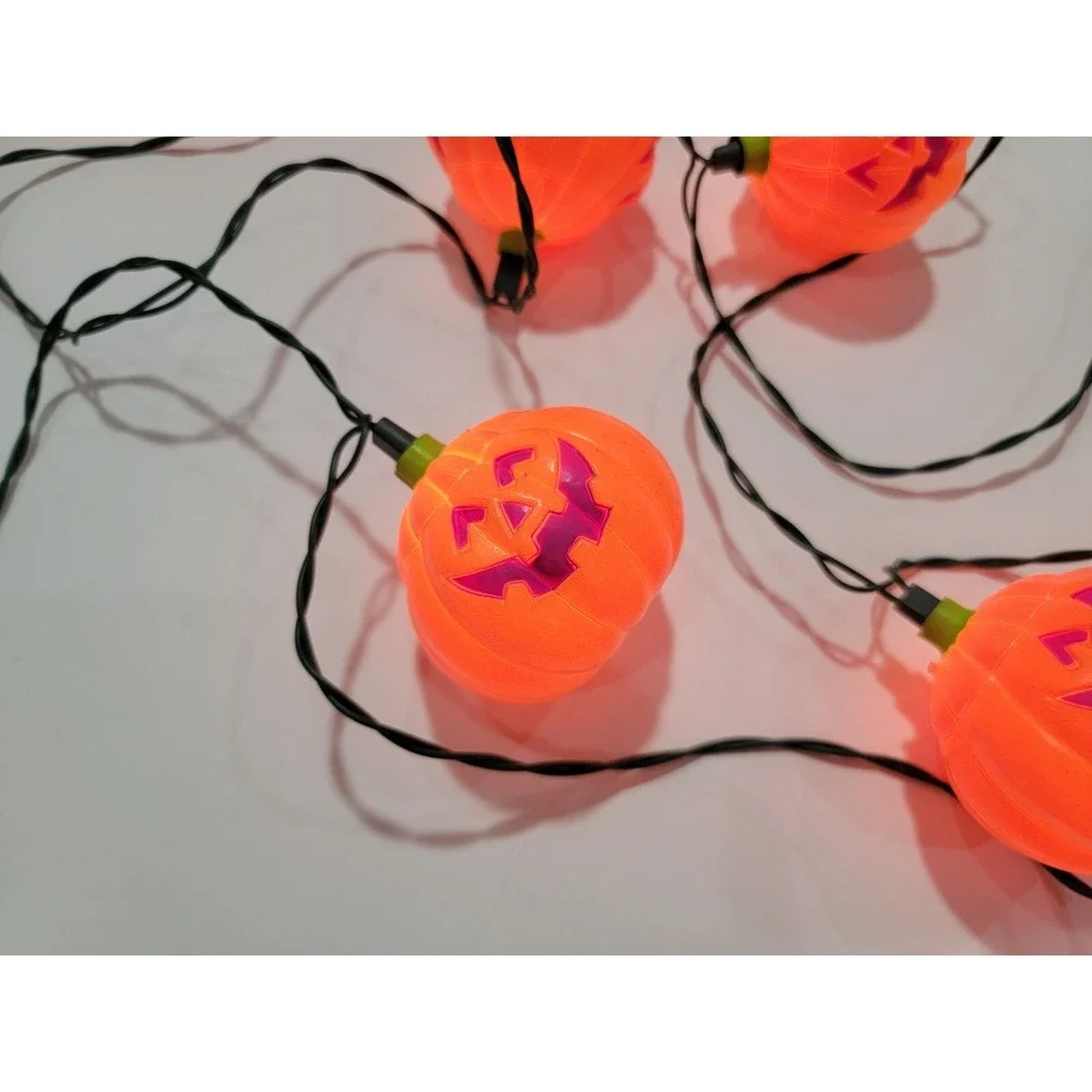 Vintage Halloween Jack O Lantern Pumpkin Light String Blow Mold Set of 2/20 mold